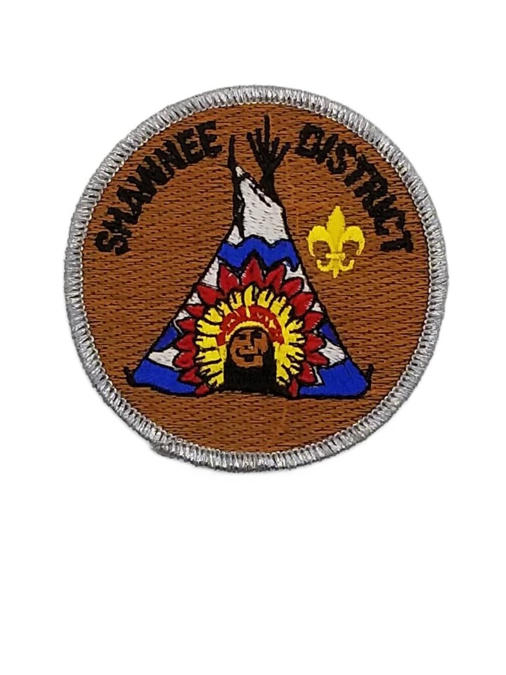 Shawnee District BSA Boy Scout Patch Teepee Fleur de Lis New 3 Inch Round